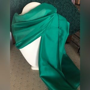 Polyester Green Rectangular Scarf